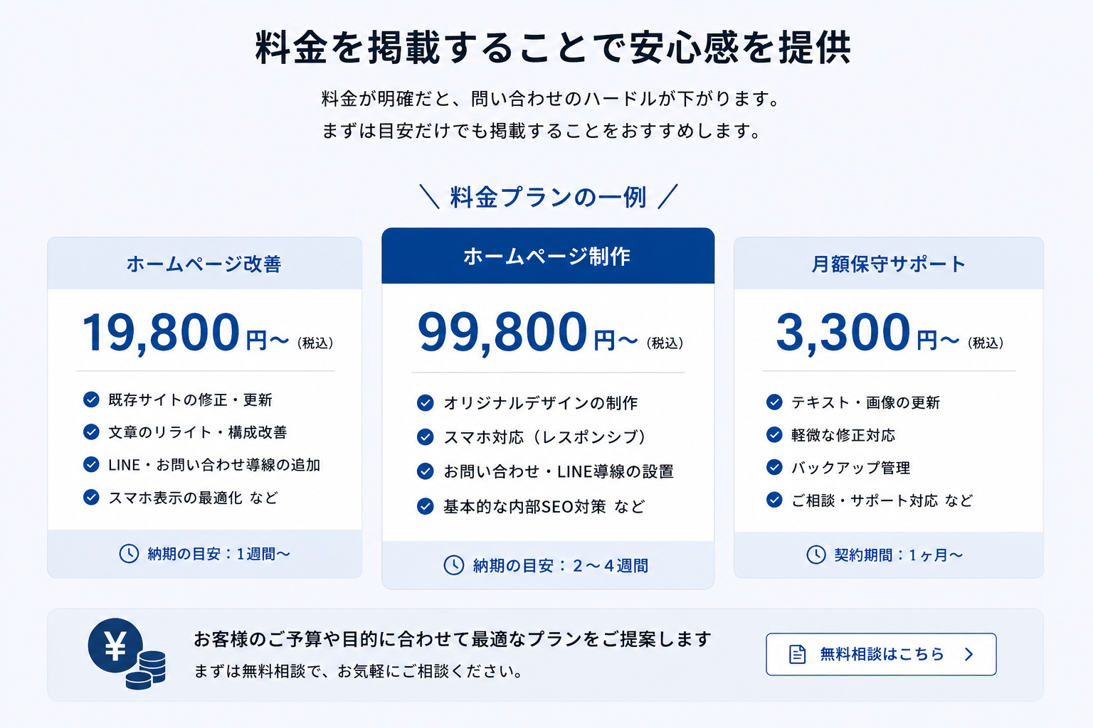 料金掲載のイメージ